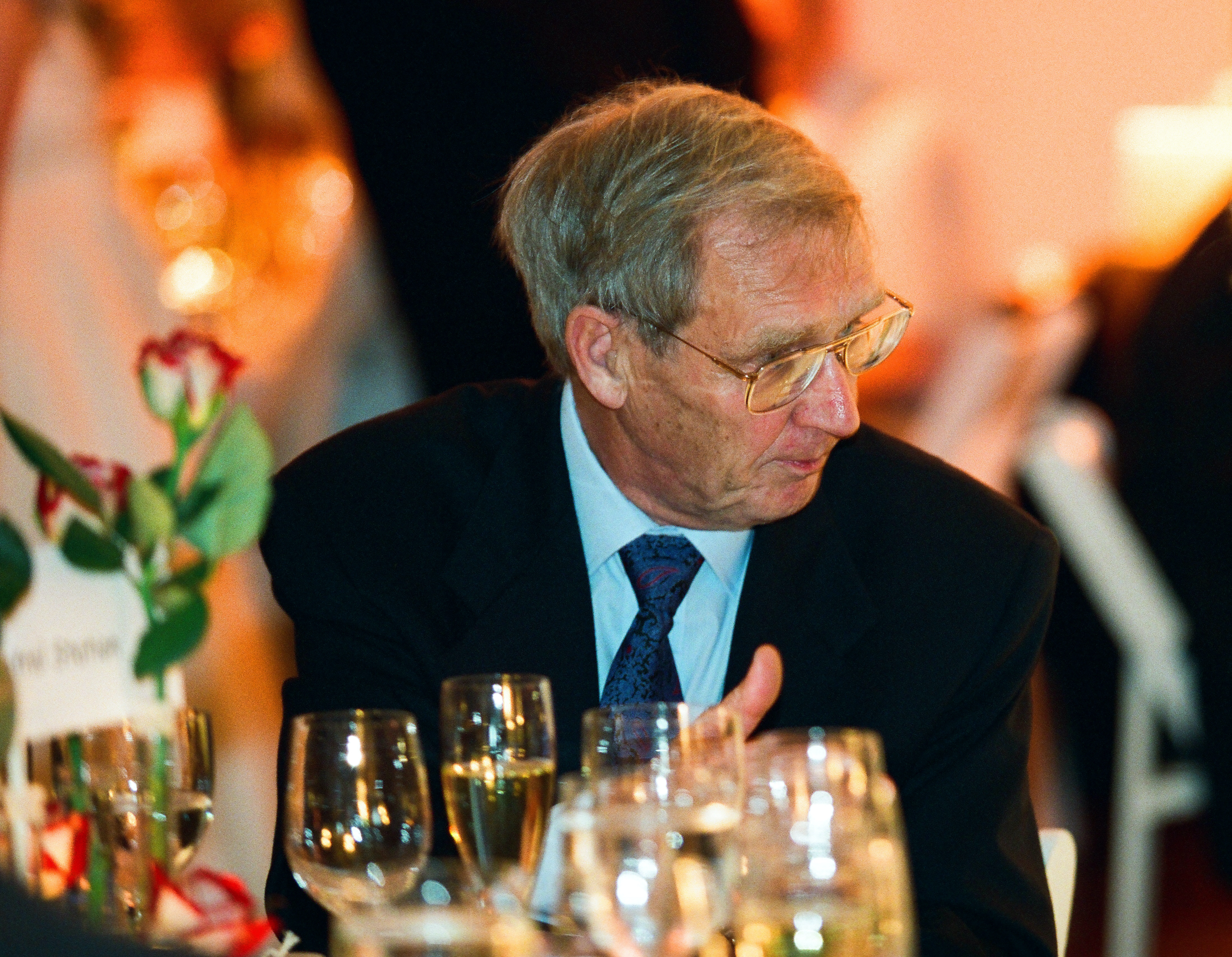 Hans Frauenfelder at a dining table